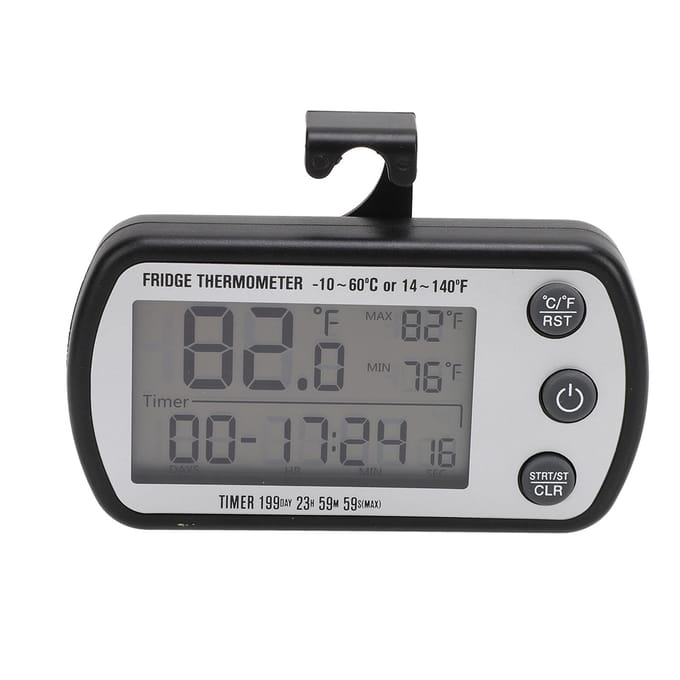 Koelkast Thermometer Magnetische Zuignap IPX4 Waterdicht LCD Display Koelkast Timer gray