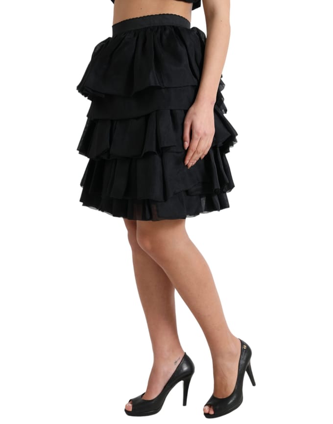 Laagjes Mini Rok Zijde Rimpel Rok