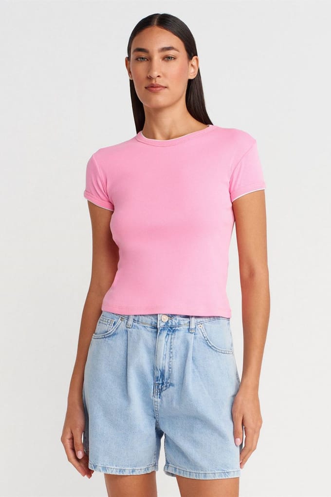 Dames Slim Fit Katoenen Crop T-Shirt