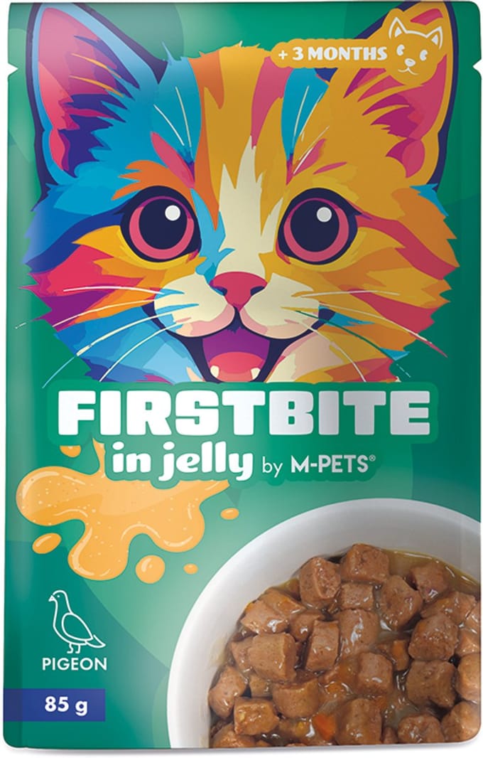 M-PETS firstbite in gelei duif 85g pouch - 12st per display - per 12