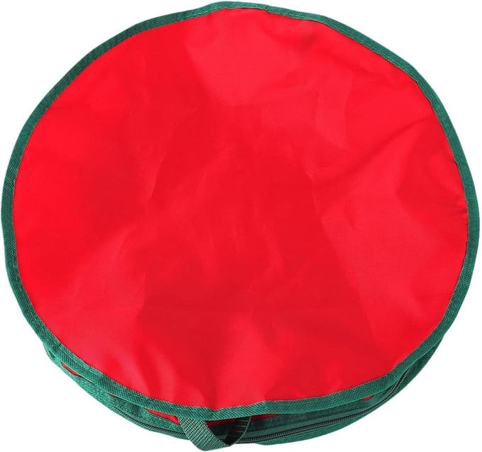 Opbergdoos Krans - Feestelijke Organizer - Decoratie Opslag - Transparant Venster - 76 cm - Rood