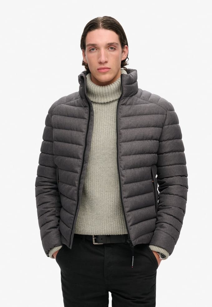 Superdry - Gewatteerde Fuji-jas van tweed - Heren - Gewatteerde jassen