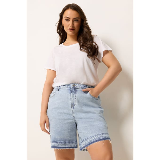 Yours Blauwe Denim Shorts Met Zoomdetail Size 42