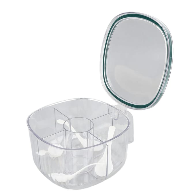 4 Vakken Kruidenbox Plastic Transparant Luchtdicht Keuken Opbergcontainers met Deksel voor Thuis gray