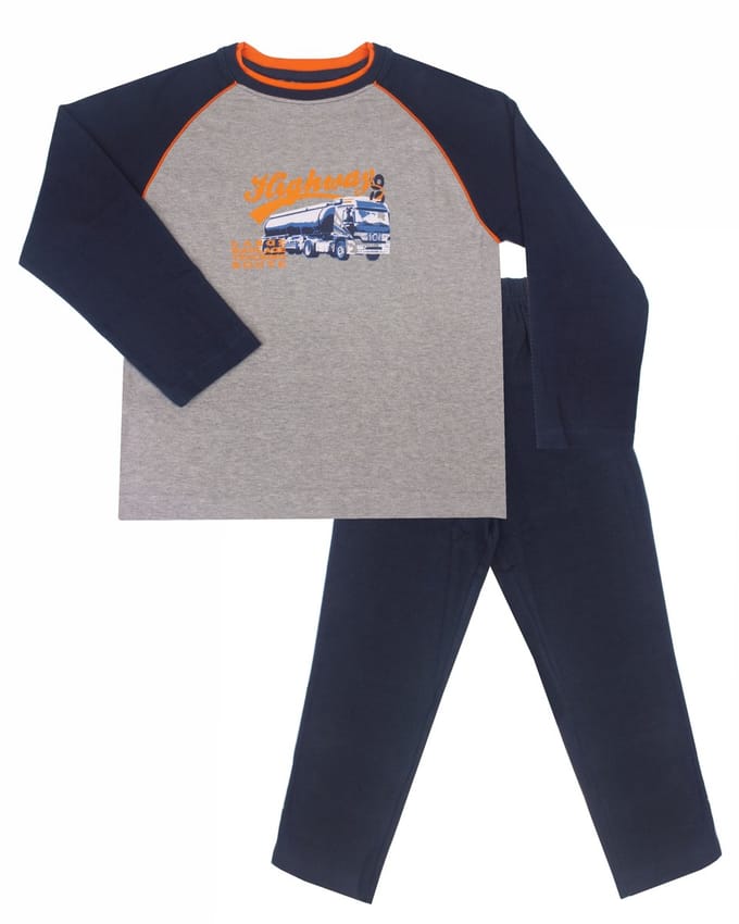 Blue Docks Jongens Pyjama -Lange Mouwen -Grijs -maat 98