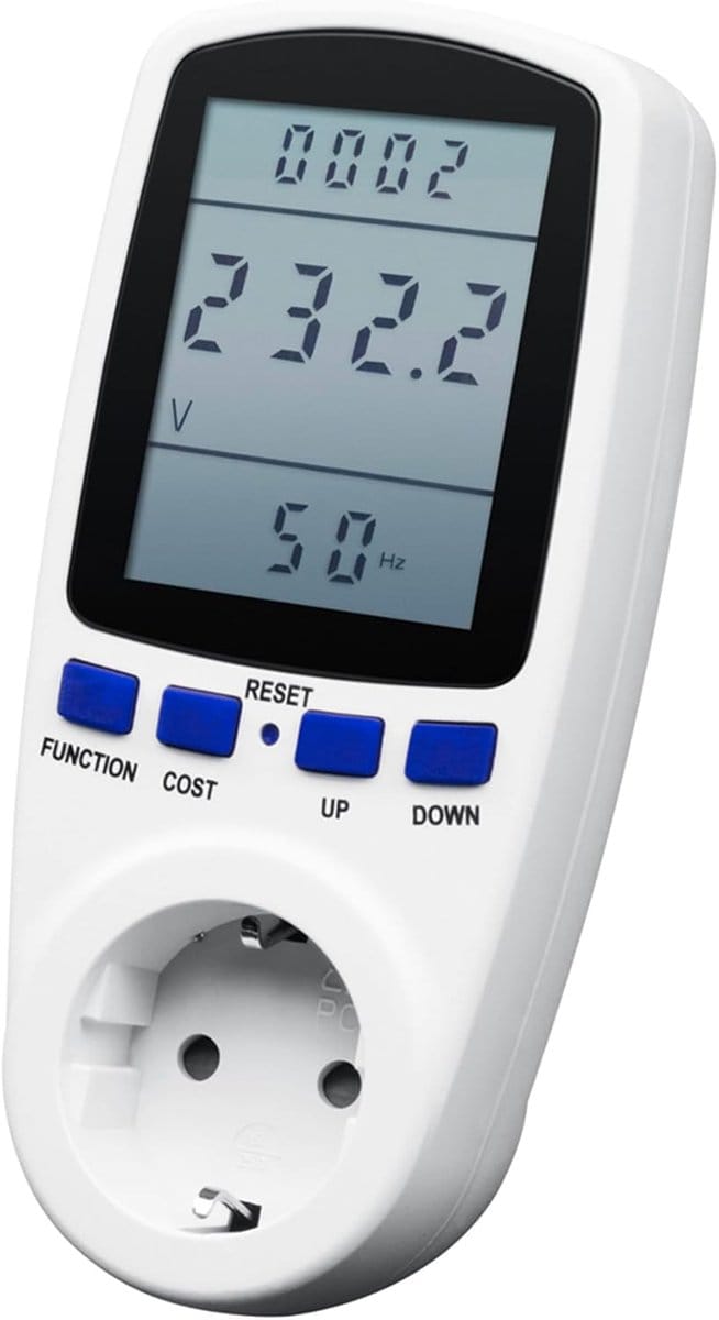 Stroommeter Stopcontact - Energiekosten Meter - Stroomverbruik Meten - LCD Display - 16 A - Wit
