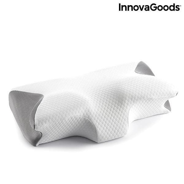 Oreiller Ergonomique - INNOVAGOODS - Viscoélastique - Soutien Cervical - Housse Lavable - 62x36x14 cm blanc