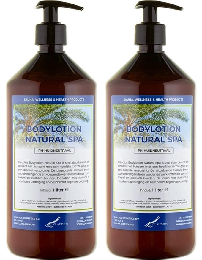 Bodylotion Natural Spa 1 Liter - met gratis pomp - set van 2 stuks
