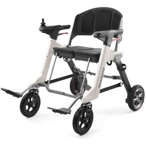 ROAMATE RMM-001 (wit), 3-in-1 slim mobiliteitshulpmiddel, e-rollatormodus, looprekmodus, e-rolstoelmodus, geschikt voor cabinehandbagage, vouwsysteem