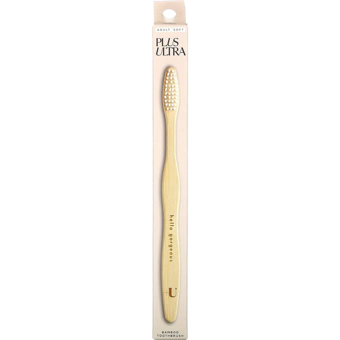 Plus Ultra, brosse à dents en bambou, hello gorgeous, adulte, souple, 1 brosse à dents white