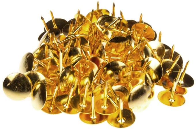 Kangaro punaises plat - set 200x - goud - voor prikbord
