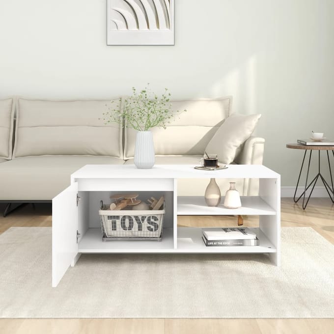 vidaXL - Salontafel - 102x50x45 - cm - bewerkt - hout - wit