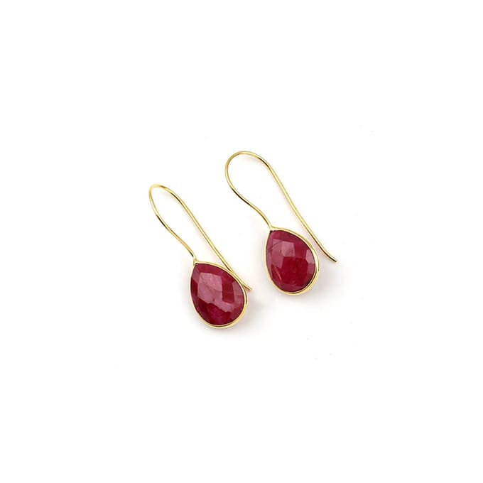 Dames Oorbellen Goudkleurig Robijn Druppel (14K Gold Plated) | cadeau dames