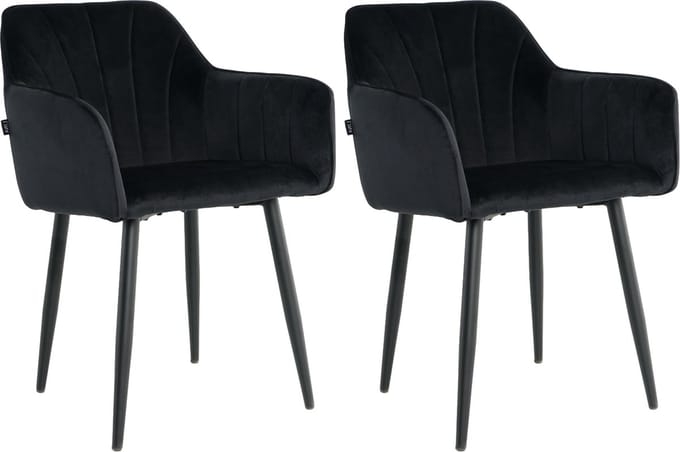 Lina® Rio Eetkamerstoelen - Zwart - Set van 2 - Velvet