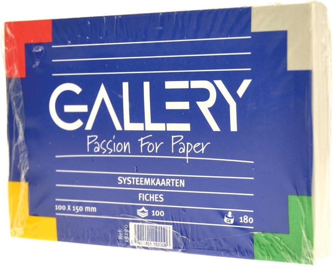 Gallery witte systeemkaarten, ft 10 x 15 cm, effen, pak van 100 stuks