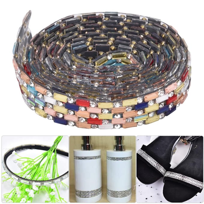 1 yard Meerkleurige Kristalglas Strass Ketting Hotfix Lint Trouwjurk Kleding gray