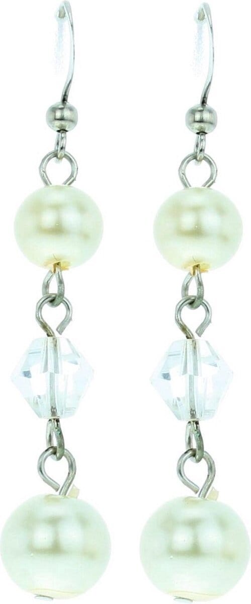 Behave - Dames pareloorhangers parelmoer retro chic - 5,5 cm