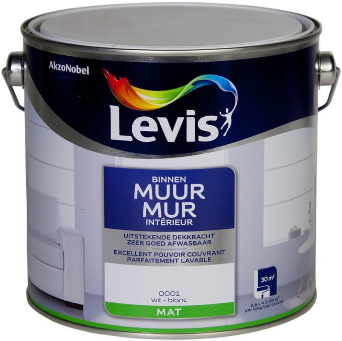 Levis - Muur Binnen Mat - Wit - 2,5 L