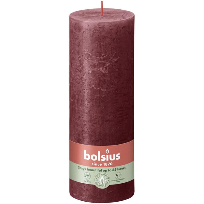 Bolsius Stompkaars Rustiek Velvet Red - 19 cm / ø 7 cm