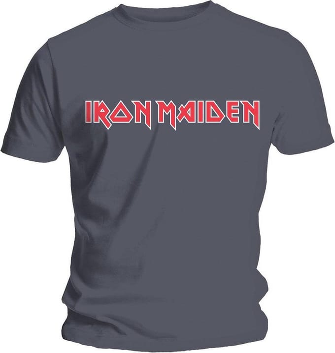 Iron Maiden - Classic Logo Heren T-shirt - M - Grijs