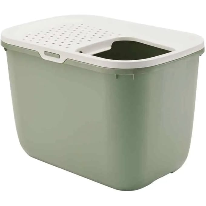 Savic Hop In - Kattenbak - Instap Boven - Botanical Groen/Wit - 58,5 x 39 x 39,5 cm