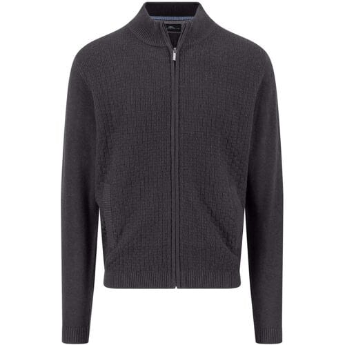 Fynch-Hatton Vest Uni Color Cotton Stand-Up Zip Collar Charcoal / male