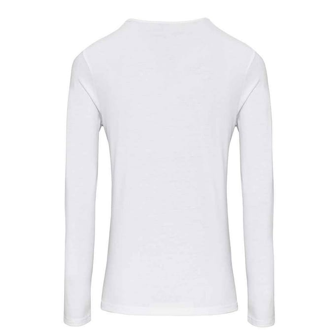 Premier Dames/Dames Long John Effen Rol Mouw T-shirt (Wit)