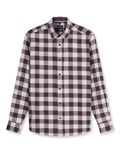 OLYMP Casual Overhemd, Regular Fit, Button-down, Bordeauxrood