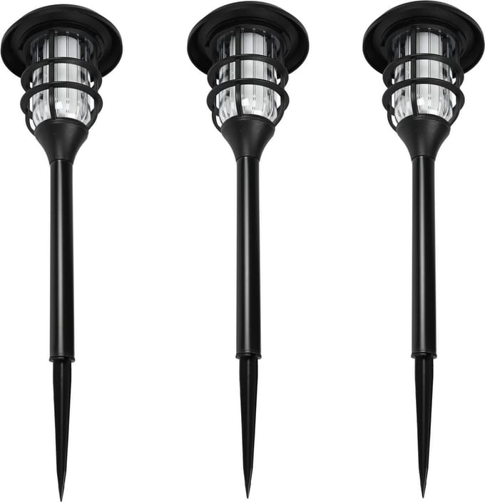 Benson Set van 3 tuinlampen - solar LED - vlameffect - ø 12 cm x 43 cm