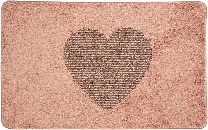 Clayre & Eef Badmat 78x48x1 cm Roze Polyester Hart