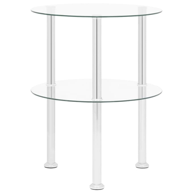 vidaXL - Bijzettafel - 2-laags - 38 - cm - gehard - glas - transparant
