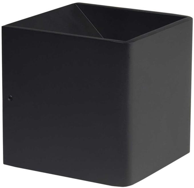 Zwarte wandlamp kubus aluminium LED 10cm