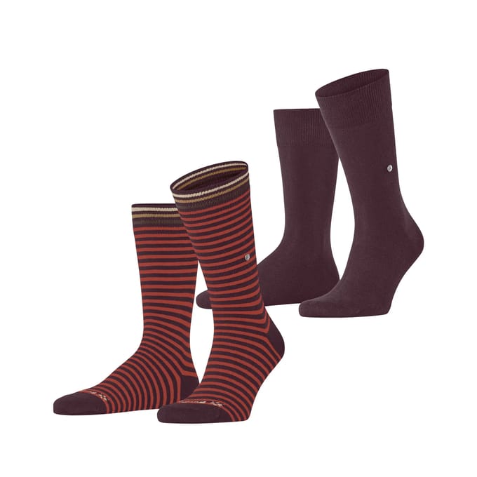 Burlington Everyday Stripe- Mixed 2-Pack gedessineerd katoen multipack sokken heren rood - maat 40-46