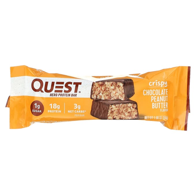 Quest Nutrition, Hero Eiwitreep, Krispy Chocolade Pinda Boter, 12 repen, 54 g (54 g) elk