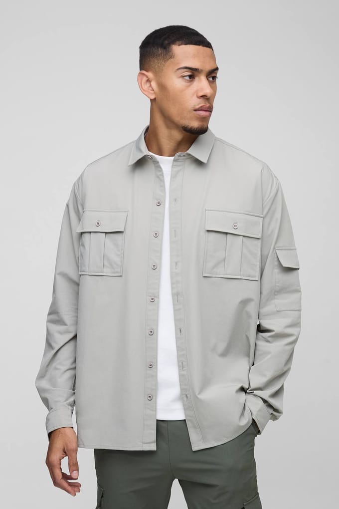 Lange mouwen lichtgewicht oversized overshirt | Grey | Size XS