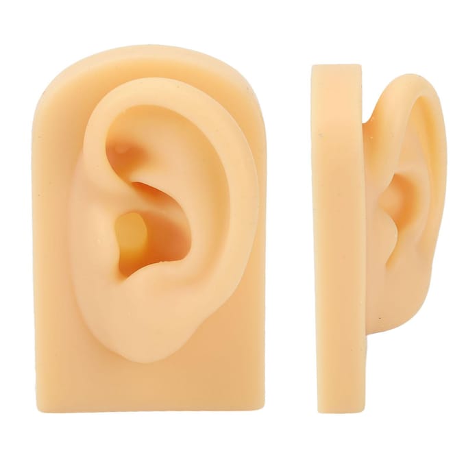 Modèle d'oreille Silicone Souple Flexible Simulation d'oreille Pratique de piercing Présentoir à bijoux Faux modèle d'oreille Gauche beige