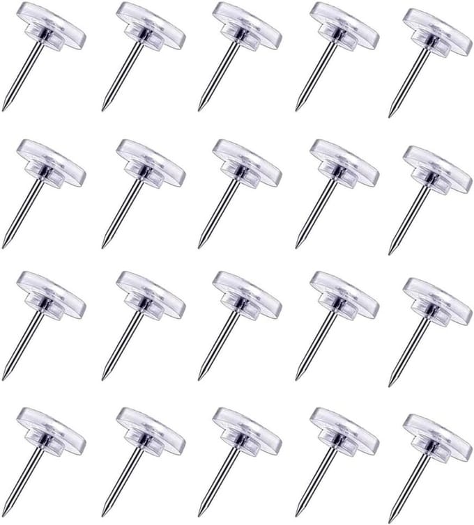 Duidelijke Prikkers - Platte Spelden - Documenten Bevestigen - Stevige Plastic Kop - 150 Stuks - Transparant