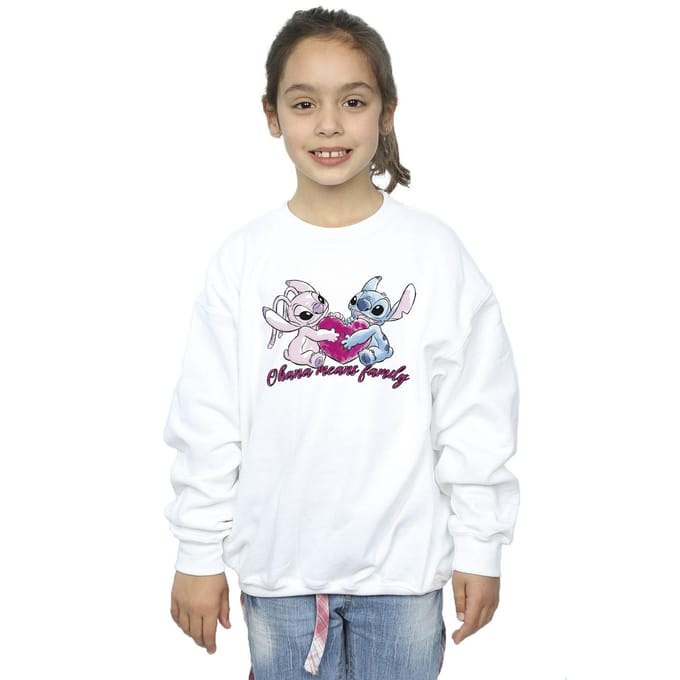 Disney Meisjes Lilo En Stitch Ohana Hart Met Engel Sweatshirt (Wit)