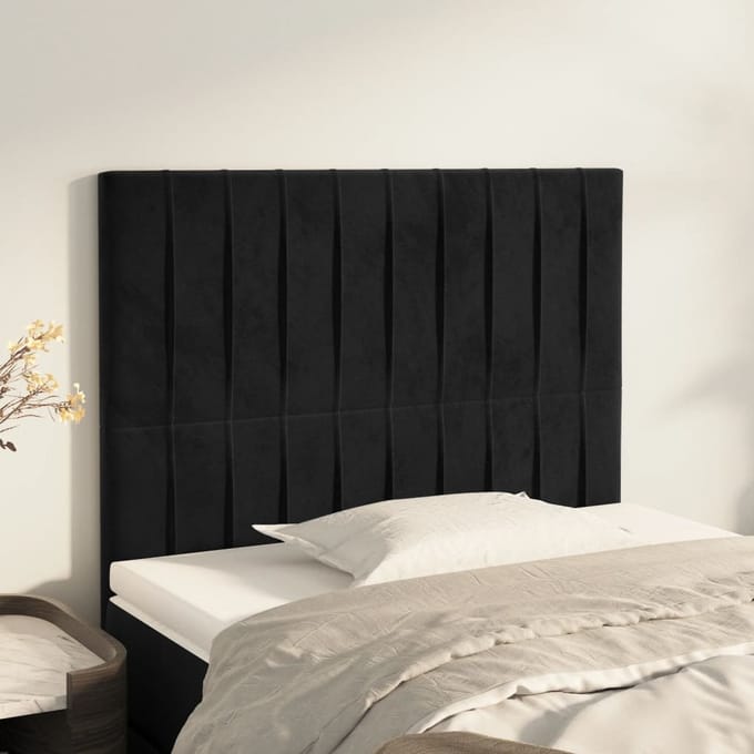 vidaXL - Hoofdbord - zwart - 80x5x118/128 - cm - fluweel