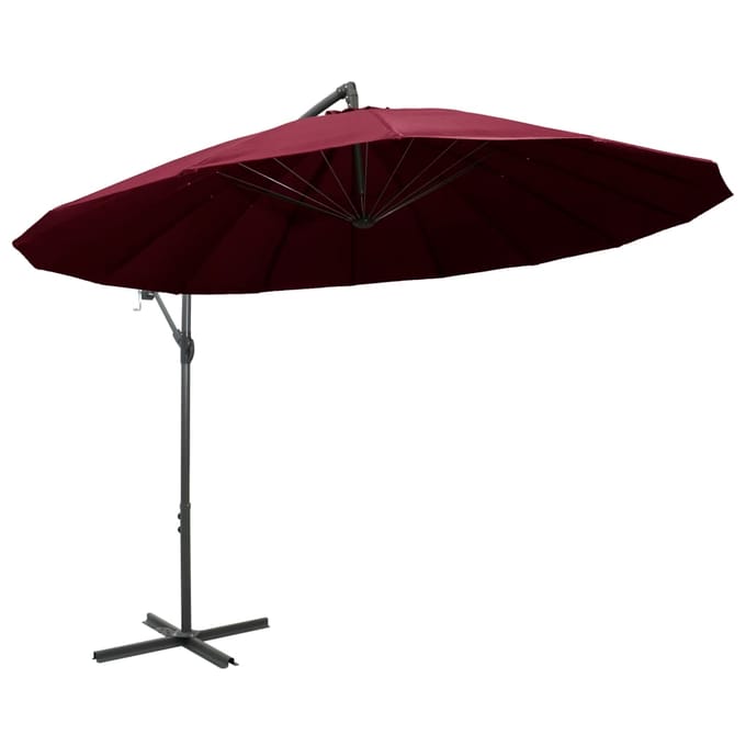 vidaXL - Zweefparasol - met - aluminium - paal - 3 - m - bordeauxrood