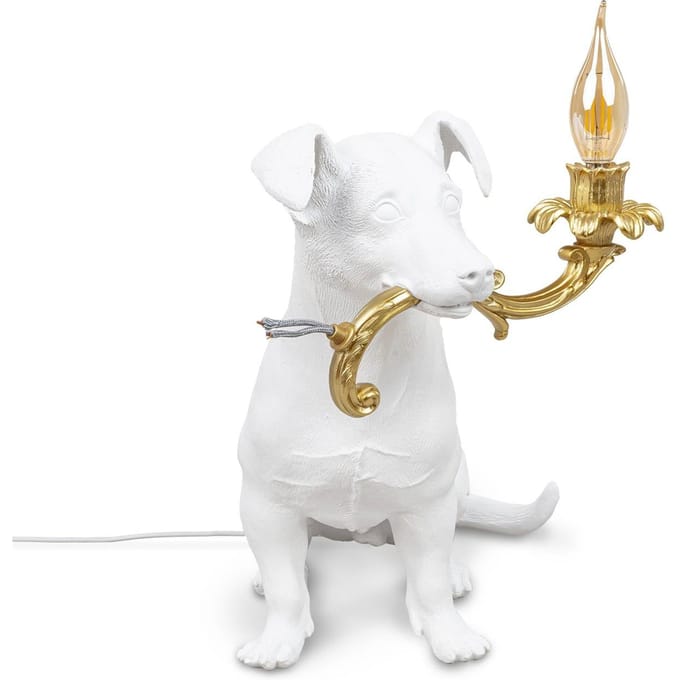 SELETTI LED decoratie-tafellamp Rio, hond in wit