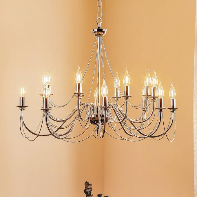 Domiluce Kroonluchter retro, 16-lichts, chroom