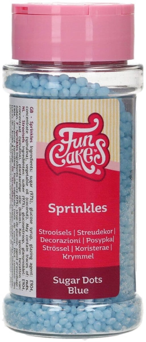FunCakes Sugar Dots - Blauw - 80g - Eetbare Taartdecoratie