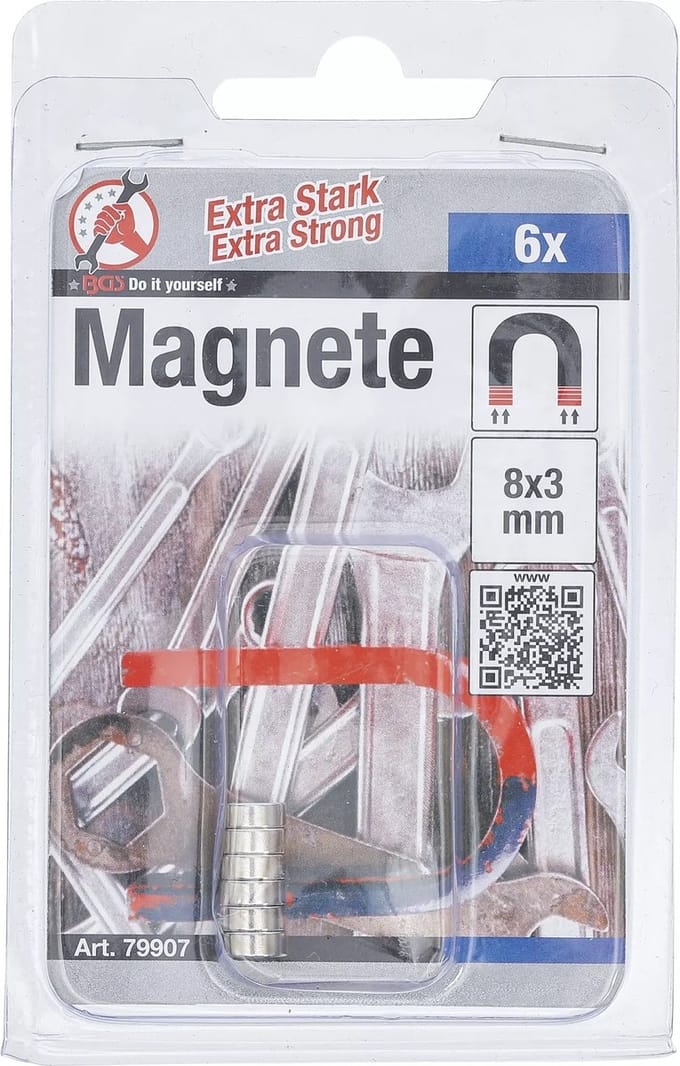 BGS Magneetset - extra sterk - Ø 8 mm - 6 delig