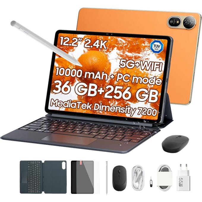 Blackview MEGA 12 - Tablet - Gaming Tablet - Android 16 - 12.2 inch - 36GB RAM - 256GB ROM - 5G Tablet - 10000mAh - Gouden