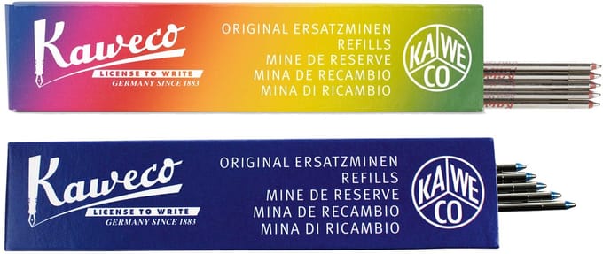 Kaweco - Balpenvullingen - 2 doosjes - Refill D1 MEDIUM - Blue and Red 1.0 M, 5 pcs in box