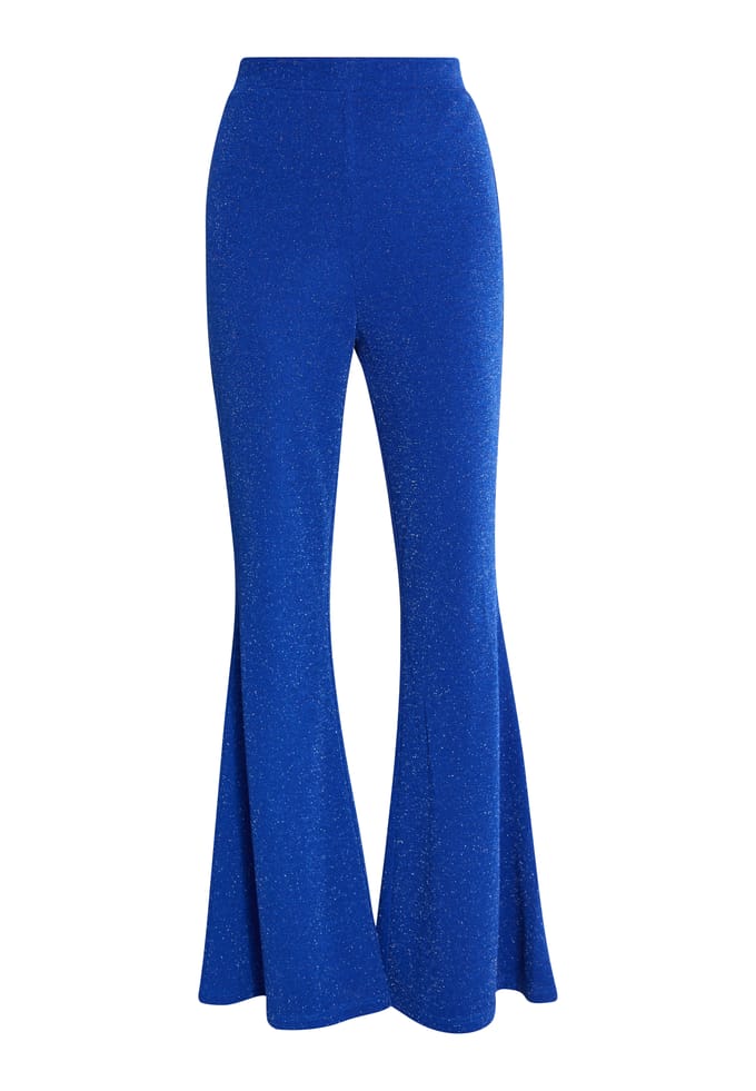 Faina Uitlopende broek van glitterjersey Dames KONING BLAUW
