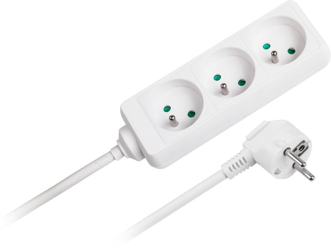 Rebel Serie - Verlengsnoer - 3 Stopcontacten - 1,5m - Wit