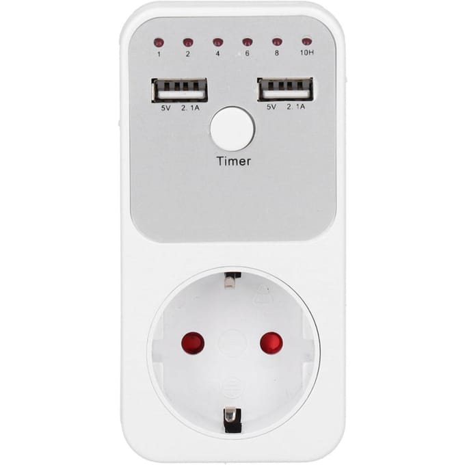 Minuterie numérique intelligente USB avec prise pour chargeur d'ordinateur et de téléphone