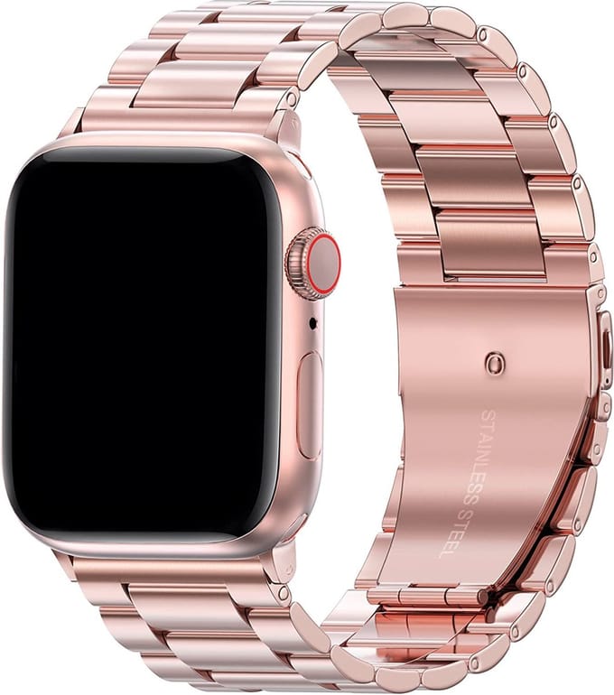 Stalen Schakel bandje voor Apple Watch 42/44/45mm Rose Goud